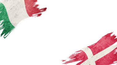 Beyaz Arkaplanda İtalya ve Danimarka Bayrakları